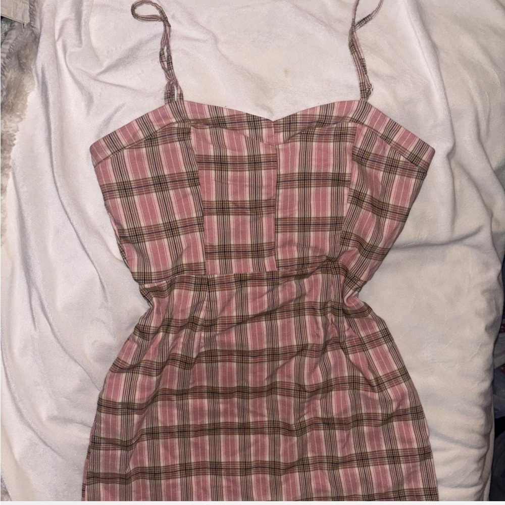 Pink and Plaid Midi Dress